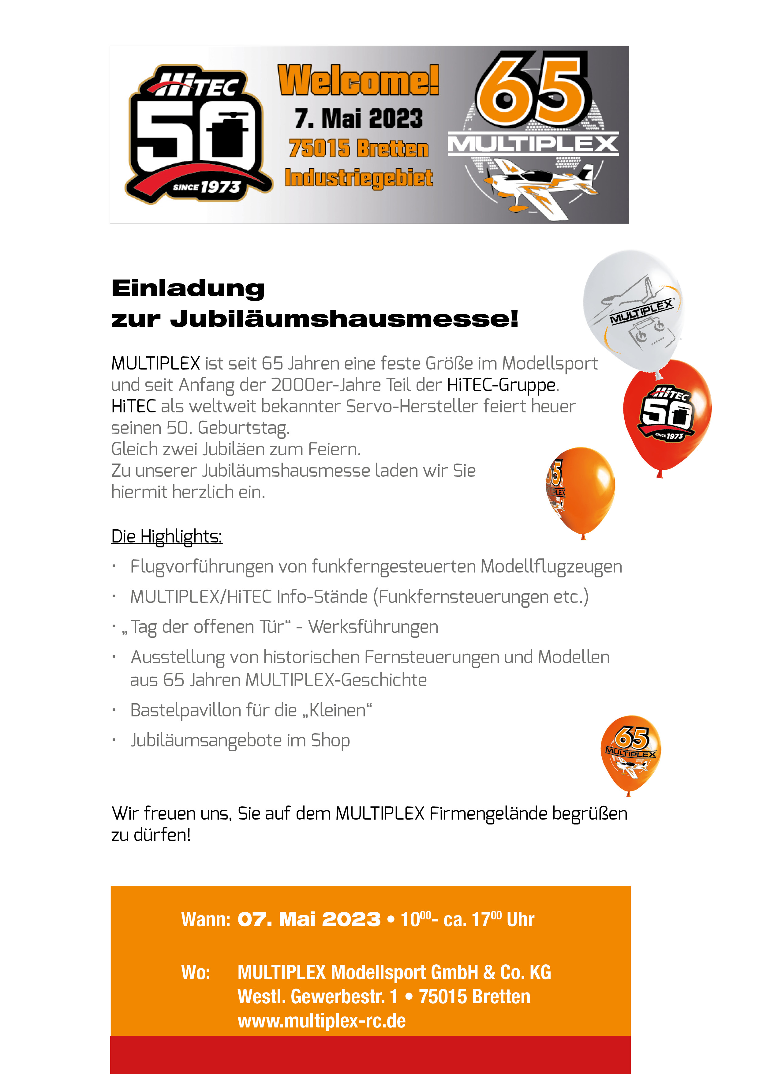 MULTIPLEX/ HiTEC Jubiläumshausmesse MULTIPLEX/ HiTEC Jubiläumshausmesse