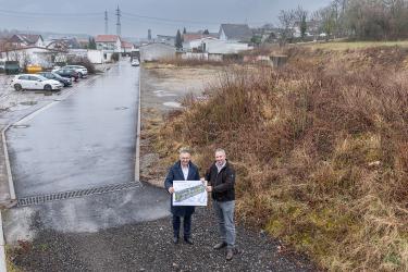Auf dem Areal in der Bildmitte realisiert die Deutsche Reihenhaus AG 19 Einfamilienhäuser.