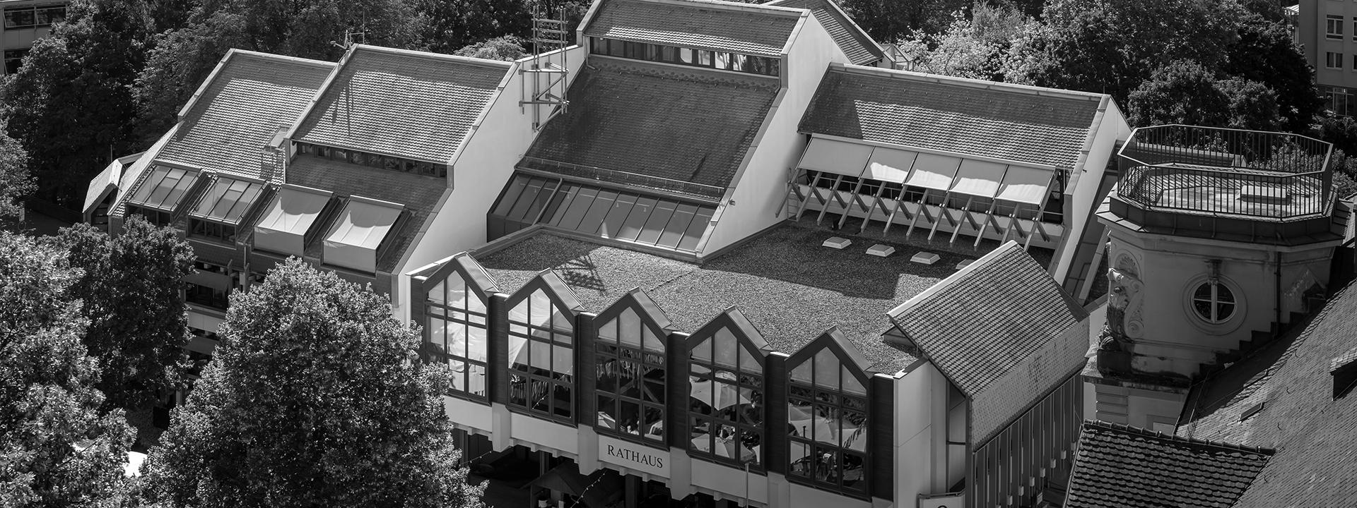 Rathaus Bretten als Luftaufnahme