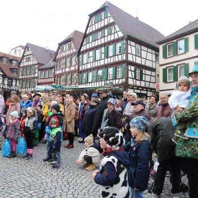 Kostümierte Besucher und Faschingsfreunde auf dem Marktplatz