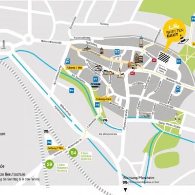 Plan der Parkplätze in der Brettener Innenstadt